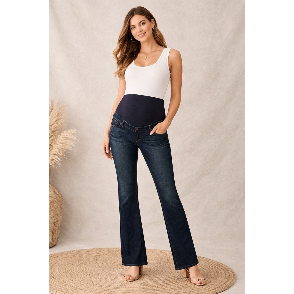 Maternity Jeans Old Navy Size Small Dark Blue Full‎ Panel Bootcut Denim Comfy